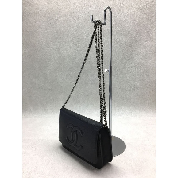 Chanel Caviar Skin Plain Women's Chain Wallet - Picture 2 of 7